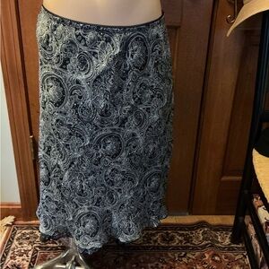 Element Black and White Paisley Midi Skirt